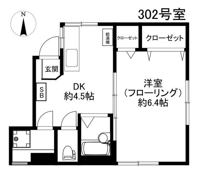 沢田ビル(1DK/3階)の間取り写真