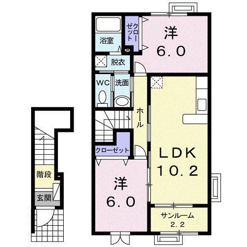 ドルチェ(2LDK/2階)の間取り写真