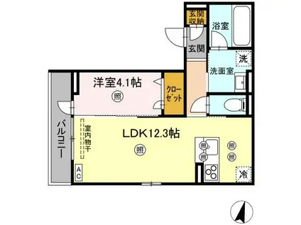 シャルレーヌ(1LDK/3階)の間取り写真