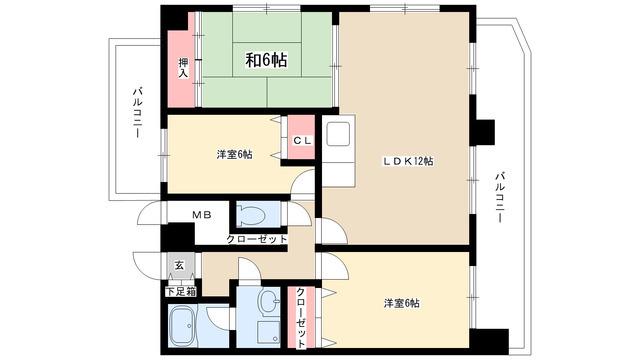 カオシンパレス(3LDK/1階)の間取り写真