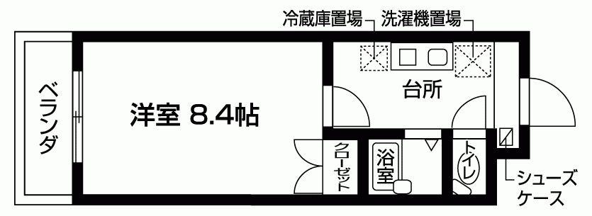ジェイズ池の上(1K/1階)の間取り写真
