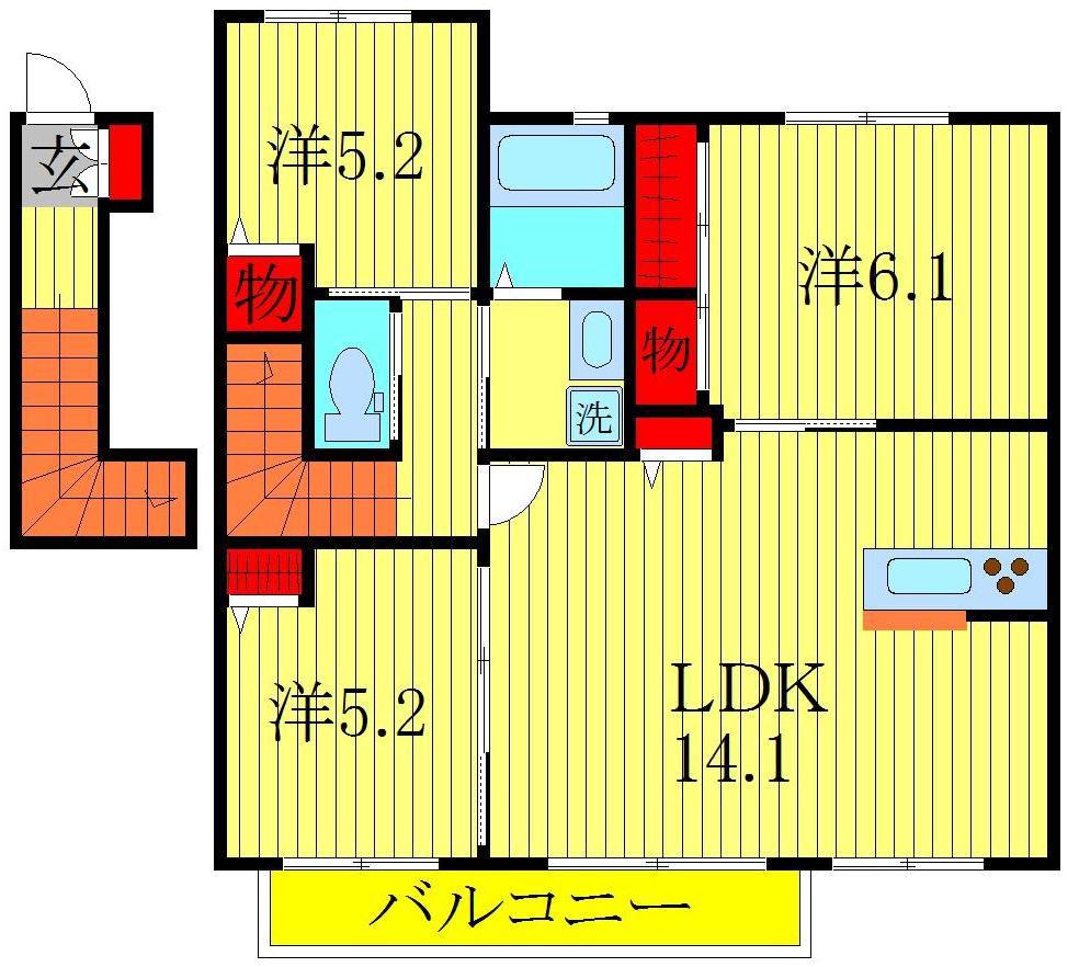 ソレイウ・ド・泉(3LDK/2階)の間取り写真