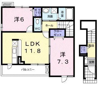 ナチュラルM(2LDK/2階)の間取り写真