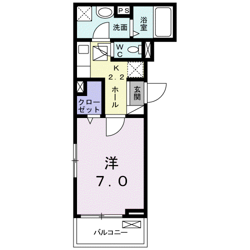 ヴィラ柏木II(1K/1階)の間取り写真