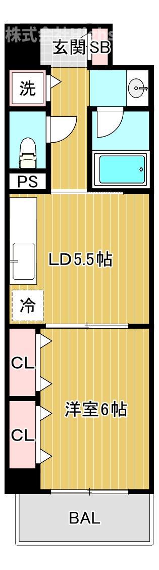 エスポワール(1DK/4階)の間取り写真