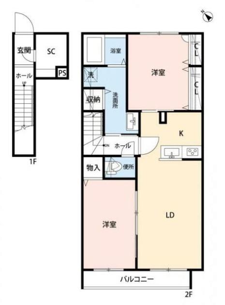 STELLA RIVA(2LDK/2階)の間取り写真