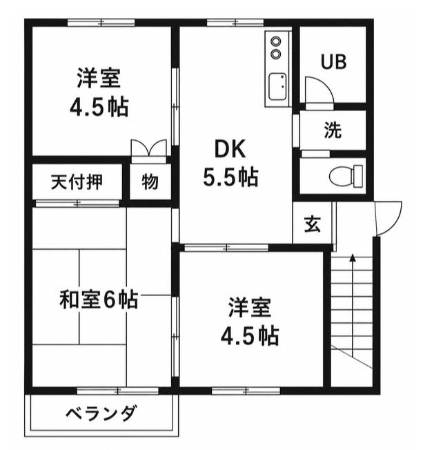 明和コーポ B棟(3DK/1階)の間取り写真