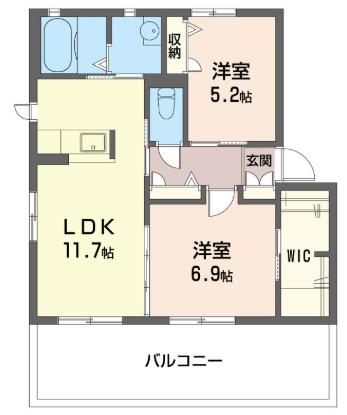 ドルチェコートF(2LDK/1階)の間取り写真