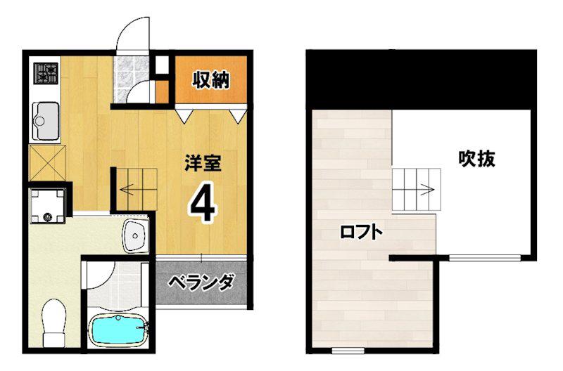 キーファー(ワンルーム/2階)の間取り写真