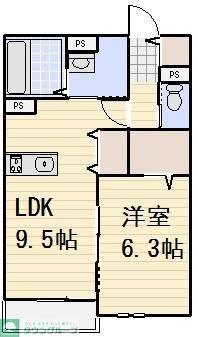 ラシーネT.I(1LDK/1階)の間取り写真