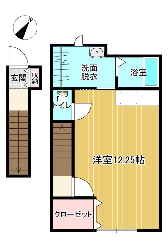 ベルクレール大西(ワンルーム/2階)の間取り写真