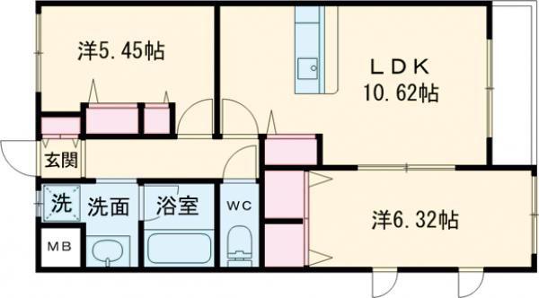 ビータス千代田(2LDK/3階)の間取り写真