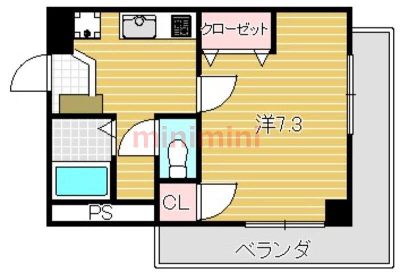 エステート茨木駅前(1K/5階)の間取り写真