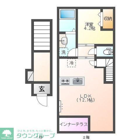 アルデュール ロゼ(1LDK/2階)の間取り写真