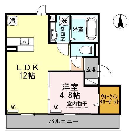 セジュールDH(1LDK/2階)の間取り写真