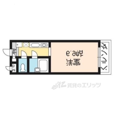 阪急京都線 西院駅(阪急) 徒歩5分 4階建 築29年(1K/4階)の間取り写真