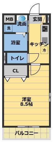 GRAND OCEAN(1K/3階)の間取り写真