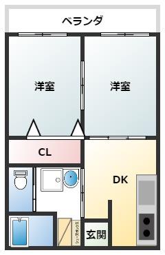 Fマンション(2DK/2階)の間取り写真