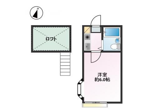 コーポさがみの(1K/2階)の間取り写真