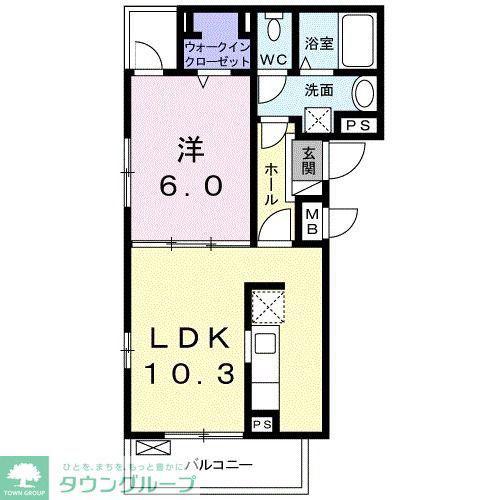 シェフィールド(1LDK/2階)の間取り写真