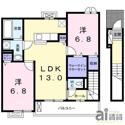 アリビオ S テラス(2LDK/2階)の間取り写真