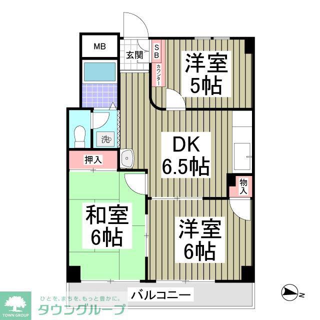 ビューパレー上福岡(3DK/2階)の間取り写真