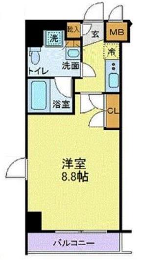 プレセダンヒルズ住吉(1K/2階)の間取り写真