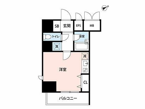 レジディア東品川(1K/5階)の間取り写真