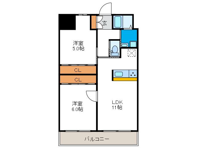 JJ COURT PREMIUM(2LDK/12階)の間取り写真