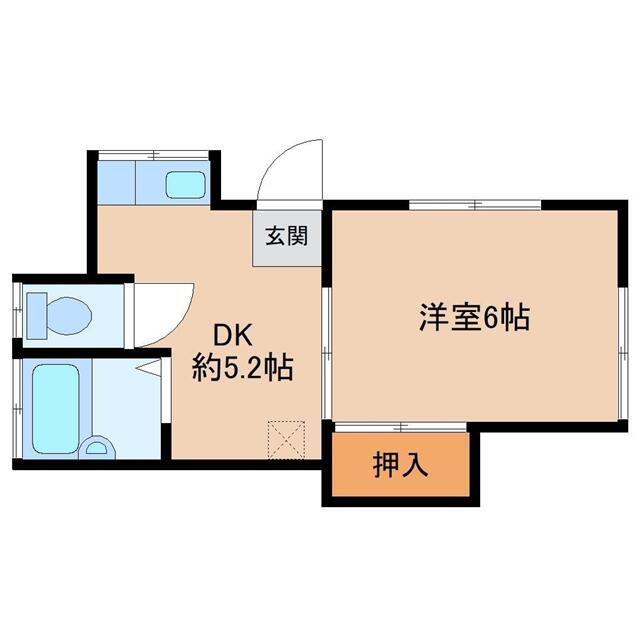 コーポ秋山(1DK/1階)の間取り写真