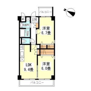 ウィステリア古箕輪(2LDK/1階)の間取り写真