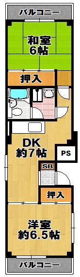栄大正マンション(2DK/2階)の間取り写真