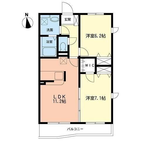 リュミエール・ソレイユ(2LDK/2階)の間取り写真