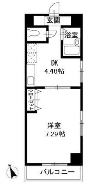 ヒルズT(1DK/2階)の間取り写真