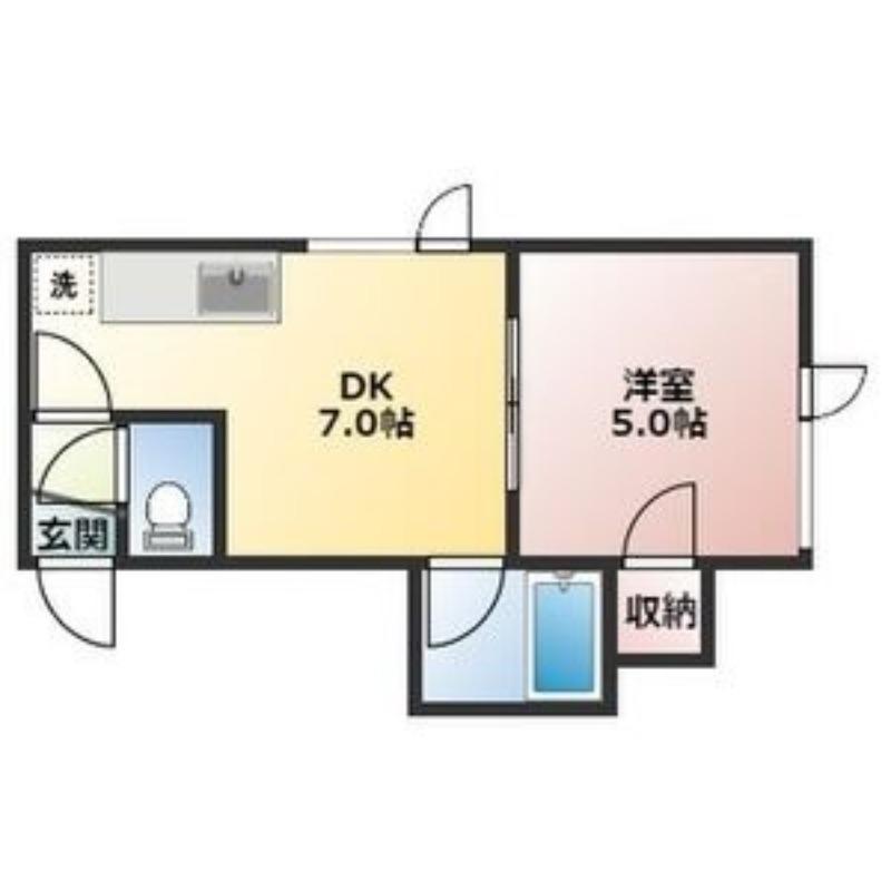 ロイヤルコート学園前(1DK/3階)の間取り写真