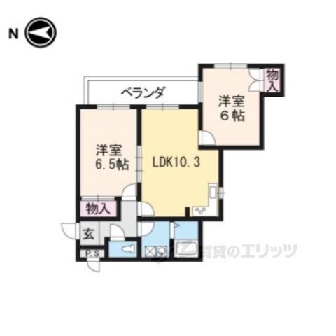 グレース菱屋2(2LDK/3階)の間取り写真