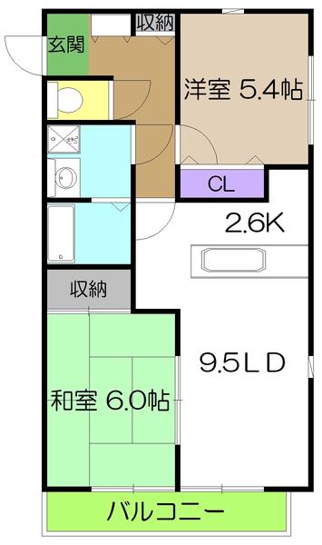 フォブール高須(2LDK/1階)の間取り写真