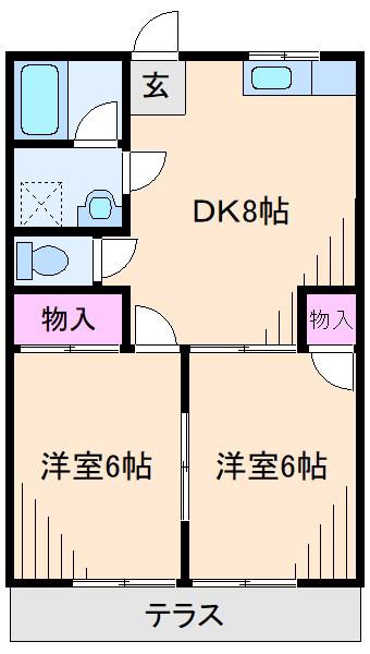 サンヴィレッジ天満宮(2DK/2階)の間取り写真