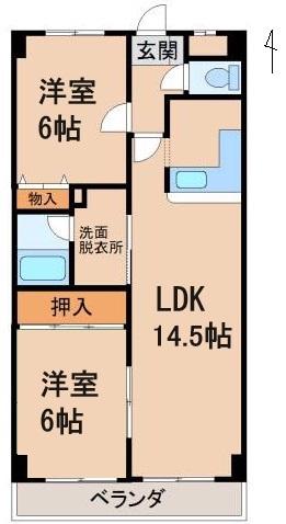 アメニティ黒田(2LDK/3階)の間取り写真