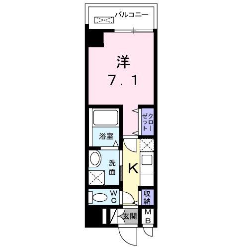 ルラーシュ西明石(1K/1階)の間取り写真