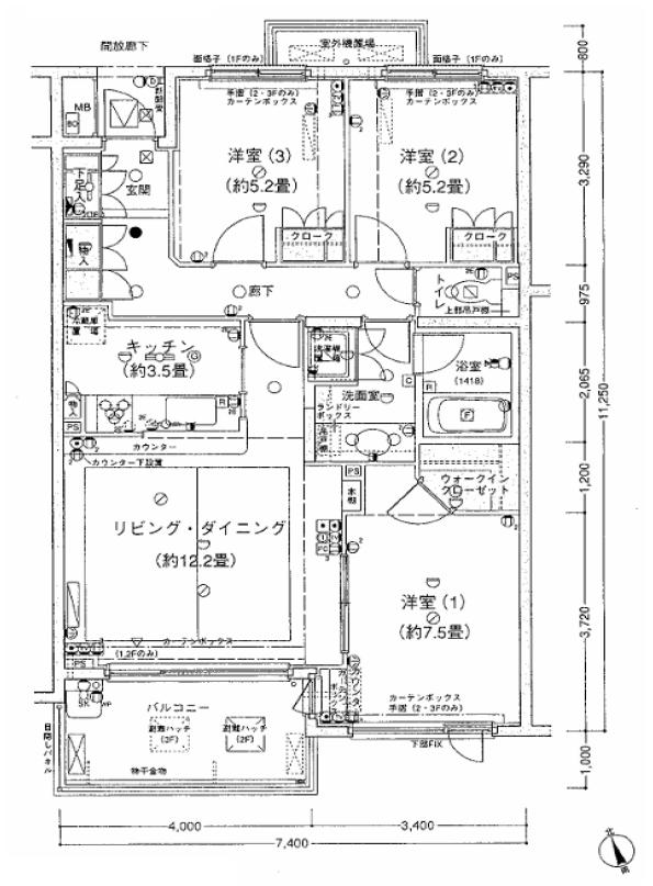 パークハイム世田谷代田(3LDK/1階)の間取り写真