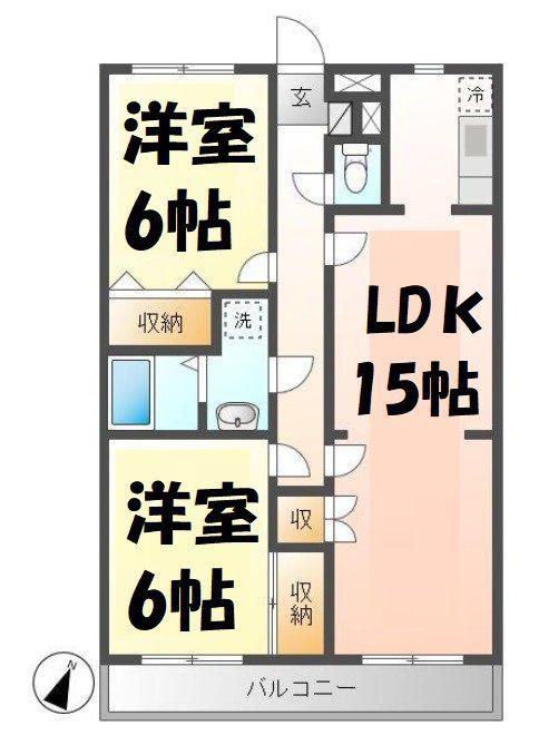 サンゴールドシマムラ(2LDK/1階)の間取り写真