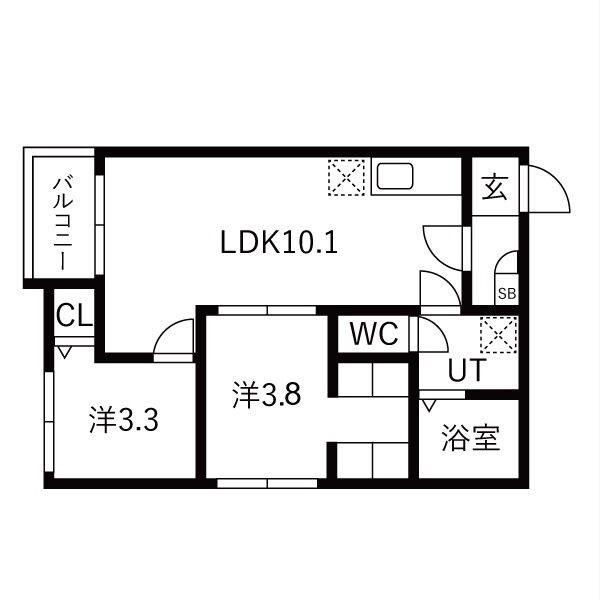 ILUSION桜本町(2LDK/2階)の間取り写真
