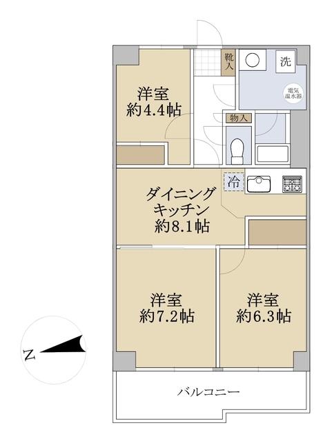 目黒台スカイマンション(3DK/4階)の間取り写真