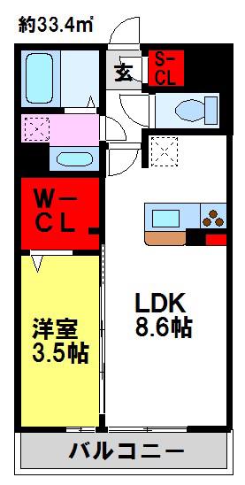 D-ROOM新鳥栖(1LDK/2階)の間取り写真