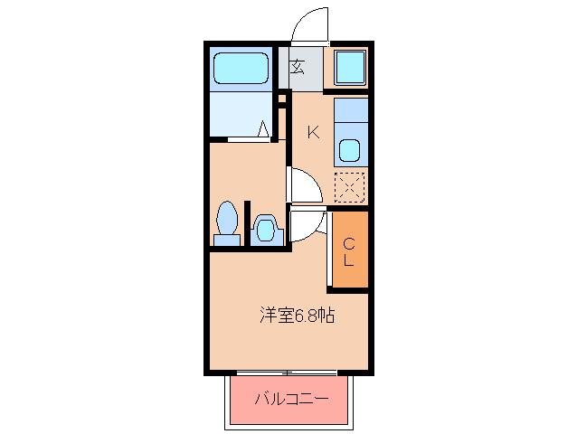 ナシドゥモアール(1K/2階)の間取り写真