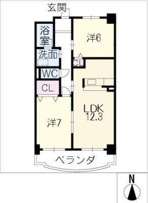 ピースフル・ガーデン(2LDK/2階)の間取り写真
