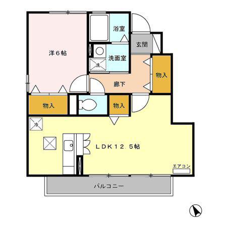 ローズコートS(1LDK/1階)の間取り写真