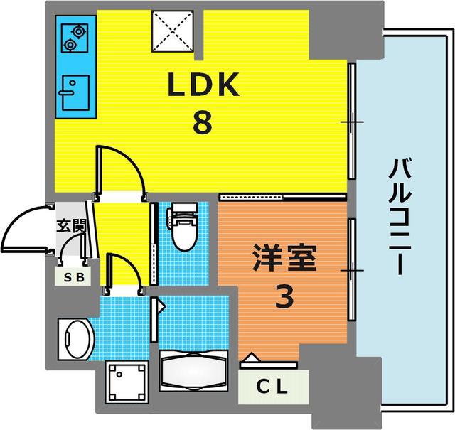 プレサンス兵庫駅前(1LDK/2階)の間取り写真