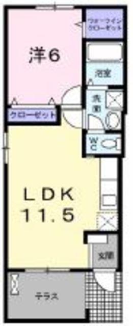 エンテラス池内 B(1LDK/1階)の間取り写真